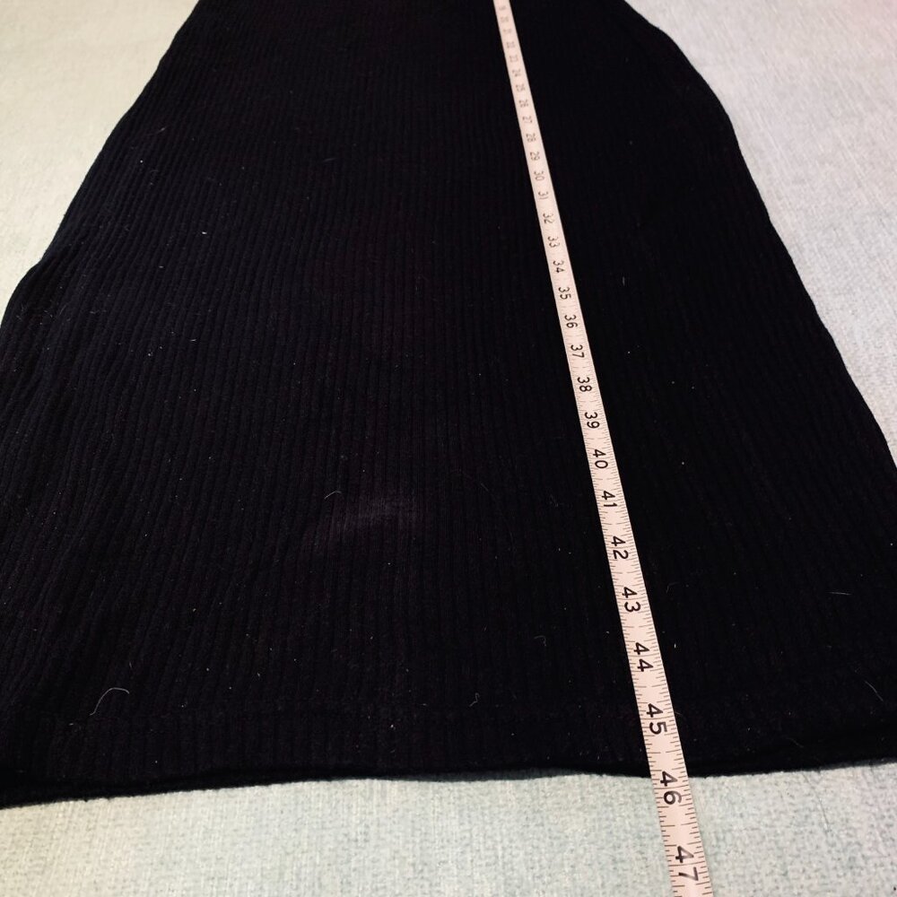 Vintage 90s Ribbed Knit Dress by Resource | Black & White Stripes | Size S - Picture 3 of 8